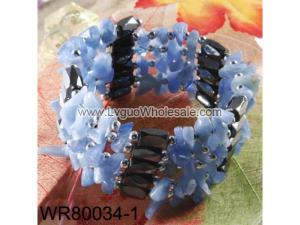 36inch Blue Aventurine Chip Stone Magnetic Wrap Bracelet Necklace All in One Set